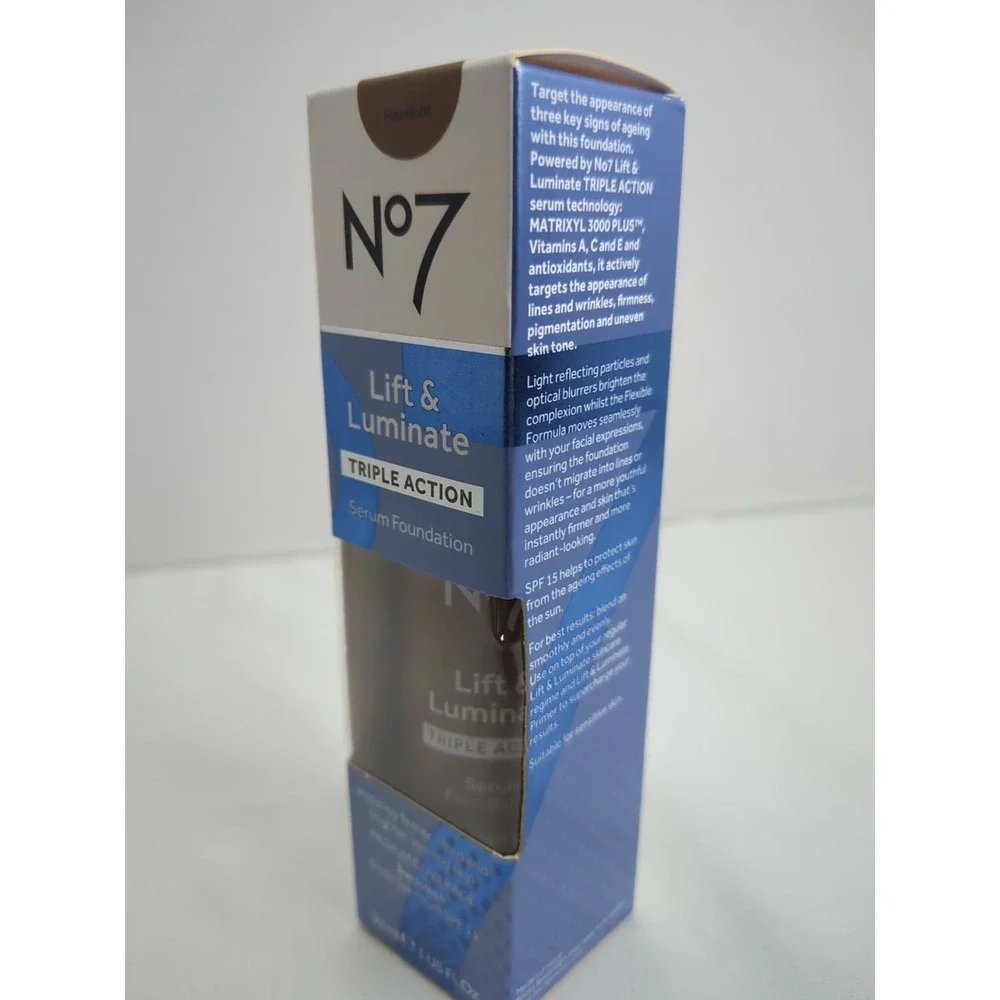 No7 Lift & Luminate Triple Action Serum 1oz Hazelnut Exp 5/27 New SPF 15